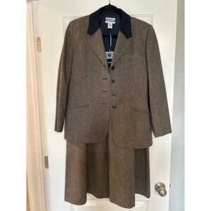 Pendleton Petite Women's Wool Tweed Skirt Suit Blazer & Skirt Set Brown 14